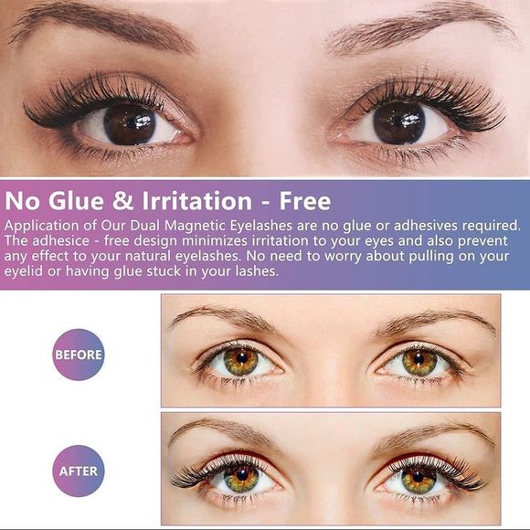 Magnetic Eyelashes,Dual Magnetic Eyelashes without Eyeliner or Glue - Picture 9 of 10